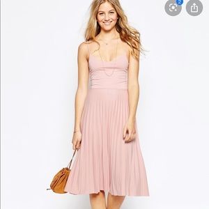 ASOS cami pleated pink dress